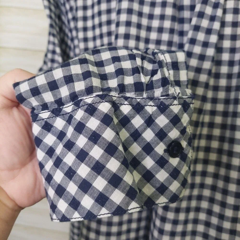 Lane Bryant Womens Blue & White Plaid Button-Up Shirt 24W Long Sleeve Cotton - Picture 6 of 13